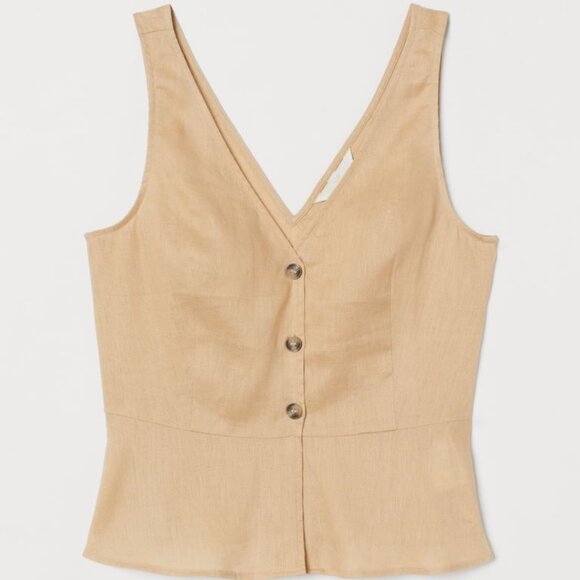 H&M V-neck Linen Blouse | Size Small - Picture 1 of 6